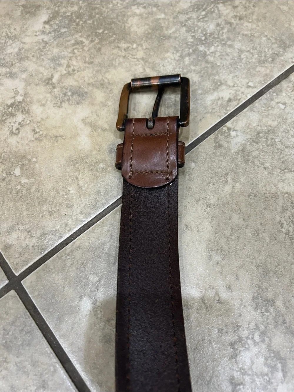 Men's Brown Leather Belt with Buckle size 46-48